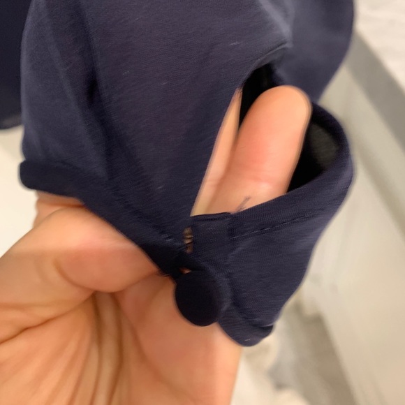 JCrew navy silk blouse with covered front buttons - Picture 5 of 6